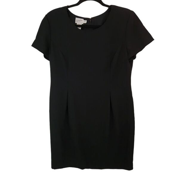 Jaqueline Ferrar Womens VINTAGE Basic Black Midi Dress Back Zip Size 12P - Picture 1 of 7